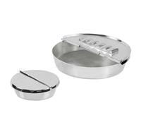 EDZARD Cenicero plegable Ashburn, plateado, adecuado para exteriores, cenicero con tapa ø 16 cm