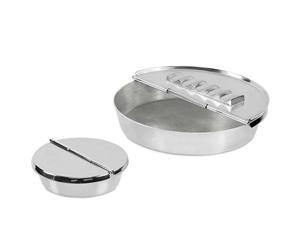 EDZARD Cenicero plegable Ashburn, plateado, adecuado para exteriores, cenicero con tapa ø 16 cm