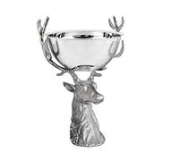 EDZARD Centro de mesa Richard (Ø 32 cm, H 45 cm), aluminio niquelado | fuente para servir, cuenco decorativo, frutero, color plata, diseño de cabeza de ciervo, para decorar y servir