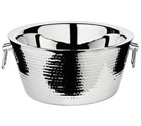 EDZARD Champagne Cooler Ontario para 5 botellas, con asas, acero inoxidable pulido de alto brillo, doble pared, exterior martillado, diámetro 38 cm, altura 18 cm
