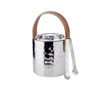 EDZARD Cubitera Capri, cubitera con Tapa, Altura 17 cm, refrigerador de Acero Inoxidable Pulido con Aspecto de Martillo Decorativo (para Cubitos de Hielo Incl. Pinzas de Acero Inoxidable)