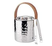 EDZARD Cubitera Capri, cubitera con Tapa, Altura 17 cm, refrigerador de Acero Inoxidable Pulido con Aspecto de Martillo Decorativo (para Cubitos de Hielo Incl. Pinzas de Acero Inoxidable)
