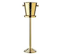 EDZARD Champanera/refrigerador de Botellas Capri, Color Oro, con Soporte, Acero Inoxidable Muy Pulido, de Doble Pared, Exterior Estampado, Altura Total 83 cm, Altura de refrigador 23 cm, ø 22 cm