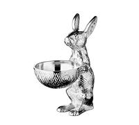 EDZARD Conejo con cuenco Bert (altura 22 cm), diseño de conejo con cuenco, aluminio niquelado plateado, cuenco decorativo, cuenco de fruta