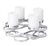EDZARD Corona de Adviento Alita (diámetro de 25 cm), acero inoxidable, niquelado, plata, para velas de pilar de 6 cm de diámetro
