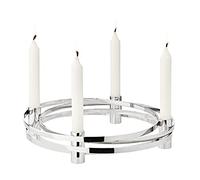 EDZARD Corona de Adviento Avia, diámetro 30 cm, Aluminio niquelado Plata, para Velas de Palo