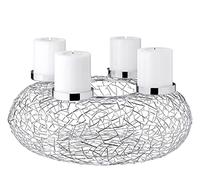 EDZARD Corona de Adviento Grande Milano, diámetro 53 cm, para Velas de 10 cm de diámetro, Acero Inoxidable niquelado de Color Plateado, diseño de Rama, portavelas Moderno