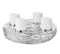 EDZARD Corona de Adviento Laval, Acero Inoxidable niquelado, diámetro 40 cm, para Velas de Columna de 8 cm de diámetro
