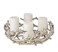 EDZARD Corona de adviento Porus, Diseño de asta, Aluminio niquelado, Color Plata, diámetro 30 cm, diámetro 6 cm para Velas