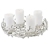 EDZARD Corona de Adviento Porus, diseño en asta, aluminio niquelado, color plata, diámetro 42 cm, para velas con 8cm de diámetro
