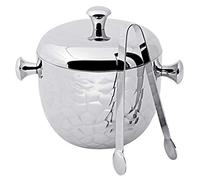 EDZARD Cubitera Rico, con tapa y pinzas para hielo, acero inoxidable pulido a espejo, altura 21 cm, capacidad 2 litros