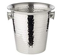 EDZARD Cubitera Joey (Ø 21 cm, Altura 23 cm) - Enfriador de Vino, Champán y Cava, Acero Inoxidable Martillado y Pulido a Alto Brillo con Asas, Cubitera Decorativa para Botellas