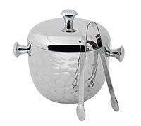 EDZARD Cubitera Rico, con tapa y pinzas para hielo, acero inoxidable pulido a espejo, altura 18 cm, capacidad 1,5 litros