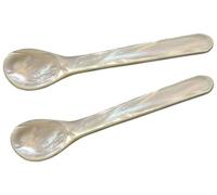 EDZARD Cucharillas para huevo set de 2 (L 11 cm), nácar, mango redondeado | hecho a mano, 100% producto natural, Pinctada maxima, en estuche de regalo, cuchara de caviar y de desayuno