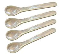 EDZARD Cucharillas para huevo set de 4 (L 11 cm), nácar, mango redondeado | hecho a mano, 100% producto natural, Pinctada maxima, en estuche de regalo, cuchara de caviar y de desayuno