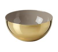 EDZARD Cuenco Liora (diámetro de 15,5 cm), latón pulido, interior de color beige perlado, pequeño cuenco decorativo y cuenco para aperitivos, moderno cuenco redondo, plateado, decoración para mesa