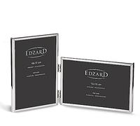 EDZARD Doble marco de fotos Otto para 2 fotos de 10 x 15 cm, plateado, protegido contra el deslustre, pared trasera de terciopelo, portafotos para poner abajo