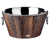 EDZARD Enfriador Montgomery, acero inoxidable y madera, Ø 47 cm, altura 25 cm, peso aprox. 7,5 kg