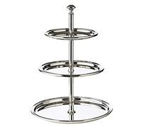 EDZARD Etagere con 3 platos, borde de hilo, plateado, altura 30 cm
