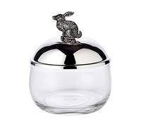 EDZARD Jarra de almacenamiento Conejo, vidrio, plateado, altura 12 cm diámetro 9 cm, decoración de pascua