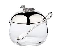 EDZARD Jarra de mermelada/azucarero Pato, con cuchara, plateado, altura 10 cm, diámetro 10 cm