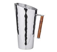 EDZARD Jarra "Jana" de acero inoxidable con mango de bambú 1,8 litros, altura 25 cm