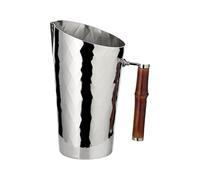 EDZARD Jarra Jana (H 20 cm) de latón niquelado con detalles de bambú, martillado - Jarra de agua, jarra, zumo, jarra de servir, jarra plateada, jarra con mango de bambú