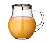 EDZARD Jarra Olivia, vidrio soplado con borde de platino, altura 16 cm, capacidad 1 litro, cántaro, jug, taza, pitcher, jarron, para agua, zumo, té helado