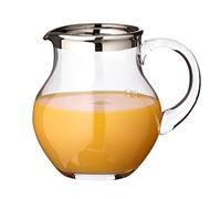 EDZARD Jarra Olivia, vidrio soplado con borde de platino, altura 18 cm, capacidad 1,5 litro, cántaro, jug, taza, pitcher, jarron, para agua, zumo, té helado