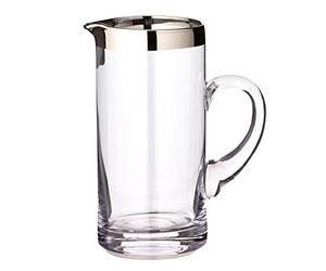 EDZARD Jarra Robert, vidrio soplado con borde de platino, altura 20 cm, capacidad 1 litro, cántaro, jug, taza, pitcher, jarron, para agua, zumo, té helado