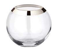 EDZARD Jarrón/florero Bola Mirinde, Cristal soplado con Borde de Platino, diametro 20 cm