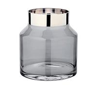 EDZARD Jarrón/florero Gabi, Cristal soplado Oscuro con Borde de Platino, Altura 19 cm