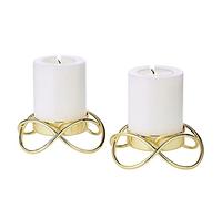 EDZARD Juego de 2 candeleros Bastia S, Acero Inoxidable Pulido a Espejo, Color Oro, diámetro 10 cm, Altura 3 cm, para Velas de Pilar diámetro 6 cm, Ideal para la portacandelitas Cornelius de EDZARD