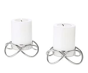 EDZARD Juego de 2 candeleros Bastia S, Acero Inoxidable Pulido a Espejo, diámetro 10 cm, Altura 3 cm, para Velas de Pilar diámetro 6 cm, Ideal para la portacandelitas Cornelius de EDZARD