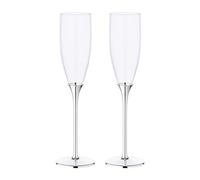 EDZARD Juego de 2 copas de champán Victoria (altura 27 cm, cristal, base plateada, no se empaña)