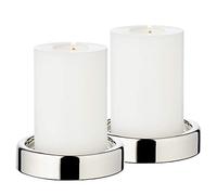 EDZARD Juego de 2 portavelas Sanremo, niquelados, diámetro 10 cm, para Velas de Pilar ø 8 cm, Placas para Velas, candeleros