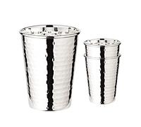 EDZARD Juego de 2 tazas Mido (250 ml), martillado, plateado, altura 10 cm, jarra para beber, vaso para whisky, cocktail, agua, zumo de frutas