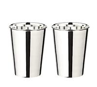 EDZARD Juego de 2 tazas Mido (250 ml), plateado, altura 10 cm, jarra para beber, vaso para whisky, cocktail, agua, zumo de frutas