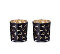 EDZARD Juego de 2 velas de té Luna (altura 8 cm), diseño de ciervo, color negro