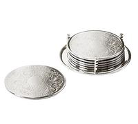 EDZARD Juego de 4 Posavasos Brugge, Plateados, antideslumbrantes, diámetro 9 cm, 4 Piezas más Soporte