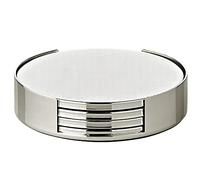 EDZARD Juego de 4 Posavasos Due (Ø 9,5 cm), Plateados, con Soporte | resistente al deslustre, posavasos para copas y velas, decoración de mesa, accesorio de bar, decoración de salón