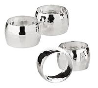 EDZARD Juego de 4 servilleteros Flux, martillados, Plateados, diámetro 4 cm