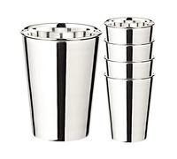 EDZARD Juego de 4 tazas Mido (250 ml), plateado, altura 10 cm, jarra para beber, vaso para whisky, cocktail, agua, zumo de frutas