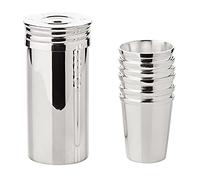 EDZARD juego de 6 vasos para chupitos Moya (2 cl), vasos plateados con estuche - para orujo, hierbas, chupitos, licores y ouzo