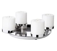 EDZARD Kaya - Corona de Adviento (diámetro 36 cm), acero inoxidable, altamente pulido, plata, para velas de pilar, diámetro 8 cm