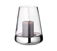 EDZARD Lámpara de Viento/Jarra para Velas Bora, 2 Piezas, cerámica niquelada y Vidrio, Altura 28 cm, diámetro 18 cm