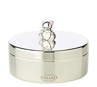 EDZARD Lata para dientes de leche Mamá Osa, plateada, protegida contra el deslustre, diámetro 9 cm, altura 4 cm, caja de baratijas