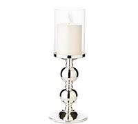 EDZARD Linterna Bamboo, con Vidrio, Plateado, Protegido contra el deslustre, Altura 34 cm, diametro 11 cm