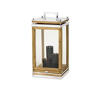 EDZARD Linterna Huntsville de Madera y Acero Inoxidable, Altura 66 cm, Farol con asa