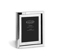 EDZARD Marco de fotos Caserta para foto de 13 x 18 cm, paspartú de vidrio, plateado, protegido contra el deslustre, incl. 2 colgadores, portafotos para poner abajo o colgar en la pared